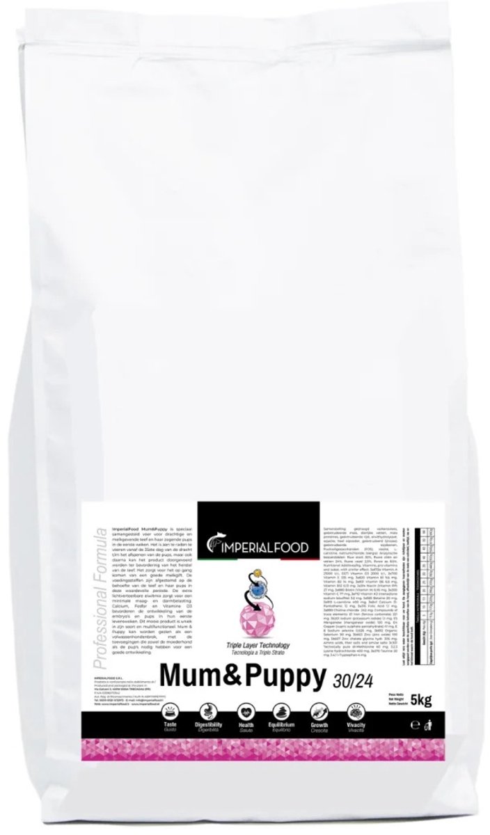 Imperialfood | Mum&Puppy (30/24) – voor de drachtige en lacterende teef | SuperPremium 5 kg