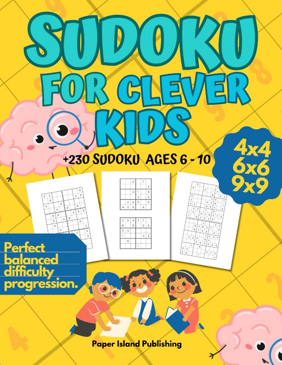 Sudoku Puzzelboek voor Slimme Kinderen Vanaf 6 Jaar met Oplossingen