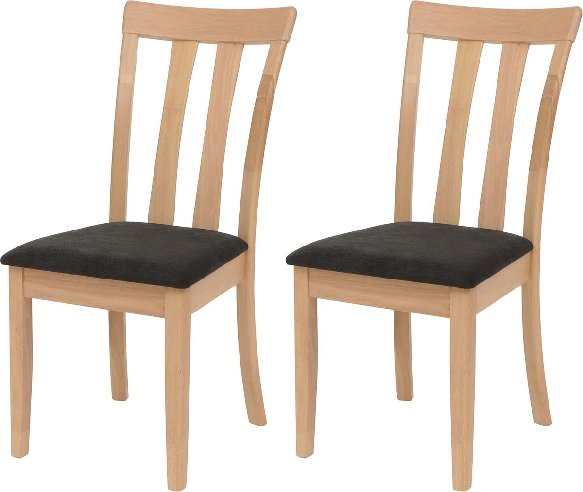 Set van 2 Eetkamerstoelen Zwart Stof met Massief Houten Frame - Keukenstoel