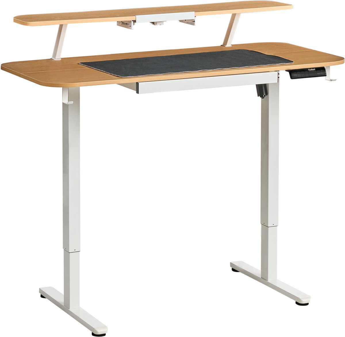 Beliani WILBANKS - Verstelbaar bureau elektrisch - Bruin/Wit - Staal