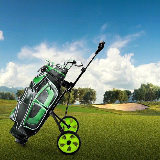 Lichtgewicht Opvouwbare Golfkar met 2 Wielen - Inclusief Scorebord en Opbergruimte van Merkloos — afbeelding 2