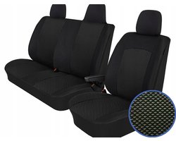 COMFORT Autostoelhoes Set - Op maat gemaakt - Geschikt voor Fiat Ducato, Citroen Jumper, Peugeot Boxer 1994-2006 - 3-persoons (2+1) - Jacquard - T06 Antraciet/Zwart