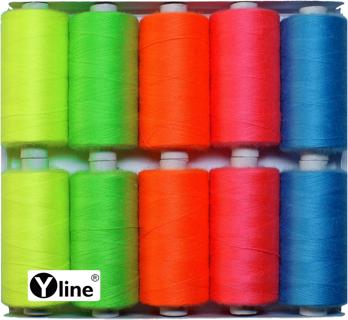Set van 10 Polyester Naaigaren Spoelen Neon Kleuren voor Naaimachine 500m