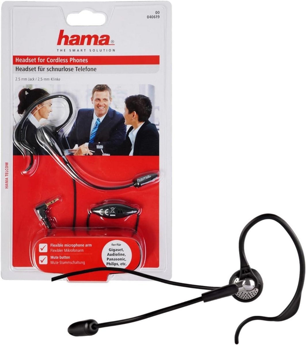 Headset met 2,5 mm jack aansluiting voor draadloze telefoons