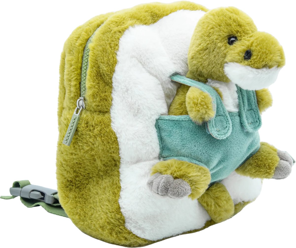 Rugtas met dino knuffeltje 30/20 cm groen
