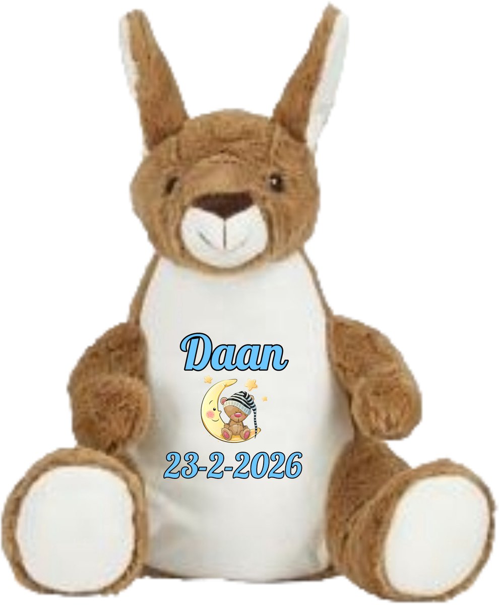Kangoeroe knuffel - gepersonaliseerd - kraamcadeau - naam - geboortedatum - Mumbles