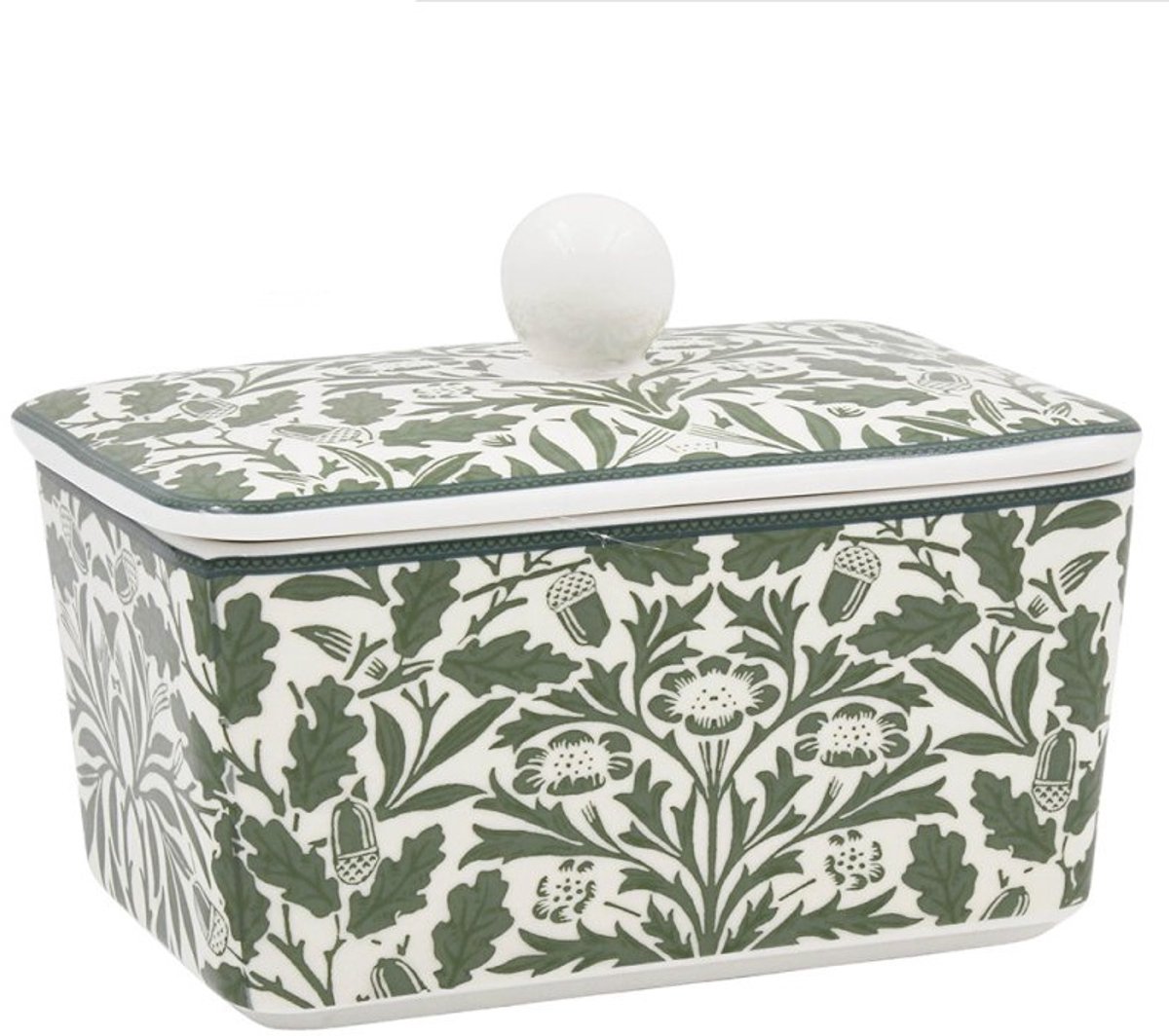 Cosy Creations Botervloot groene bladeren met eikels 16x10x10cm