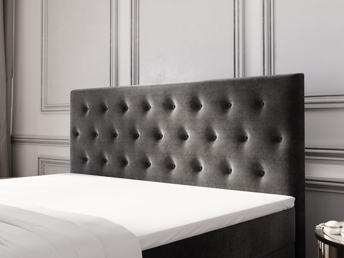 Boxspring FONDI 180x200 cm met matras en topper, bedkasten - Zwart thumbnail 3