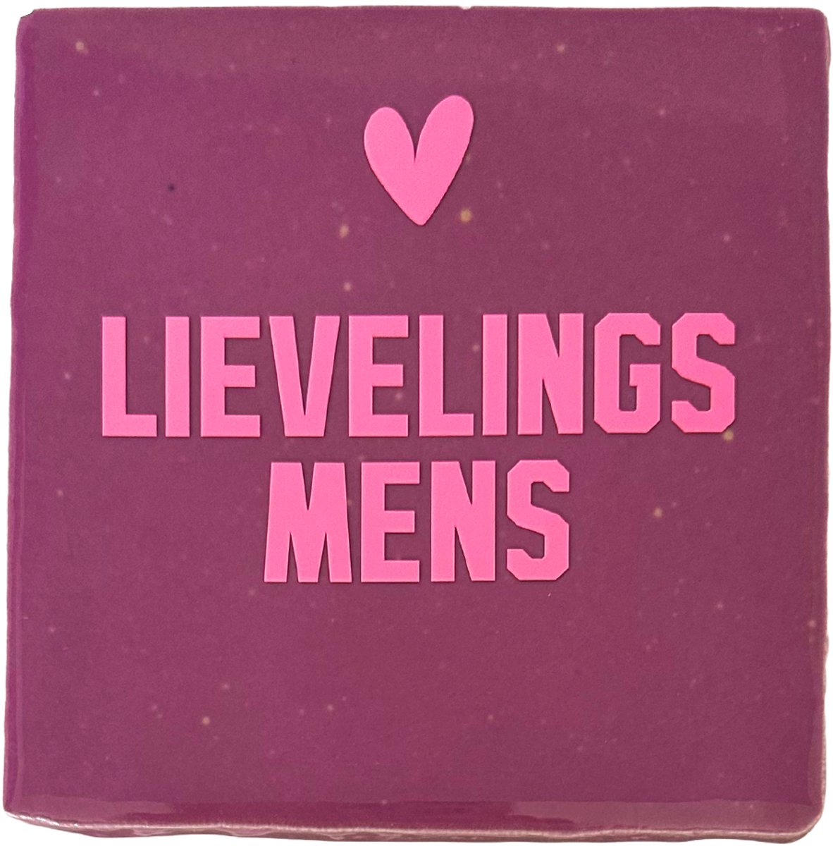 Snoes Spreuktegel – Lievelingsmens – Lila met Lichtroze – Inclusief Plakhaakje – Handgemaakt Keramiek 10x10 cm – Pastel Decoratie – Persoonlijk Cadeau Vriendin – Wanddecoratie Lieveling Mens