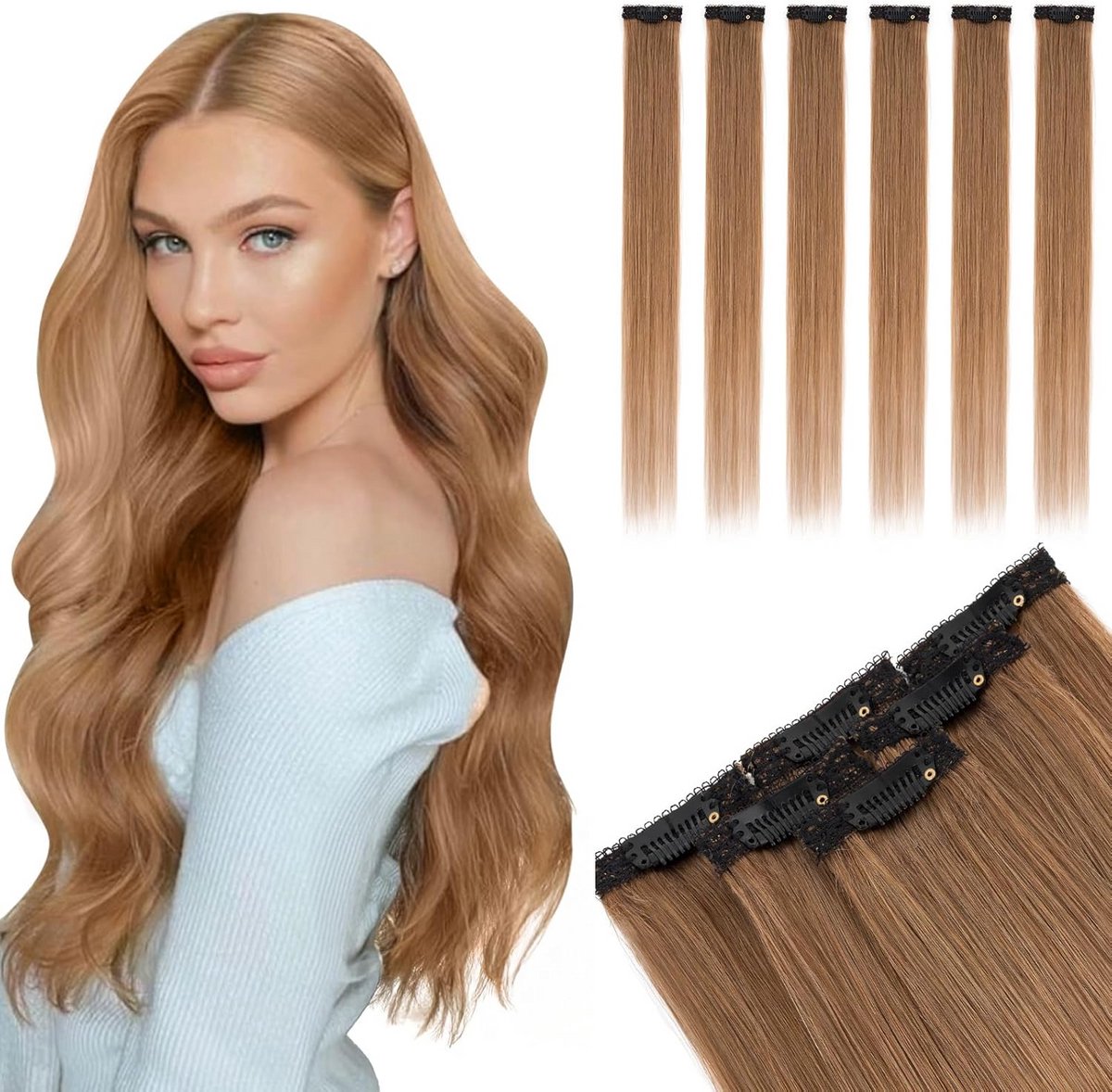 Clip-in Haarverlenging Echt Haar 6 Delen Set 35 cm - Bruin