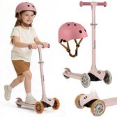 Lionelo Jessy Kinderstep + kinderhelm - step 3 wielen - leeftijdsgroep 3+ - max 50kg - LED verlichting in de wielen - hoogte verstelbaar 65-70-75-80 cm