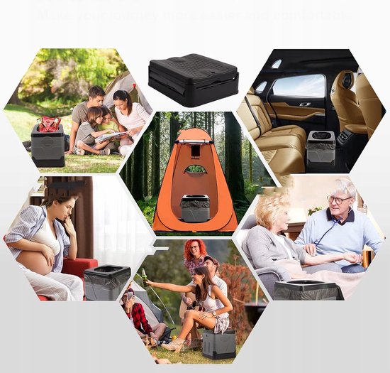 Campingtoiletten - Draagbaar Toilet - Portable toilet - Noodtoilet - Grijs - 20L - 150kg Draagvermogen & Compact Ontwerp - Geschikt voor Kamperen, Auto en Thuis van Merkloos — afbeelding 4