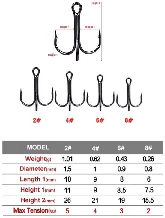 10x Dreg Maat 4 - Venikkeld - Sterke Treble Hooks - Kunstaas Onderdelen - Voor Roofvis / Snoek van Merkloos — afbeelding 2