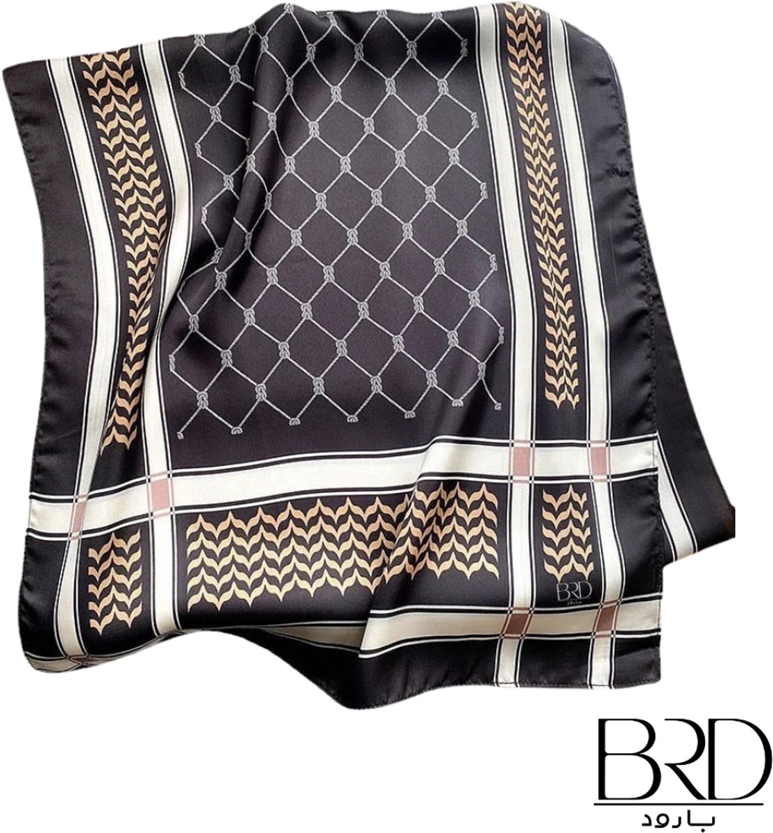 BRD® For Palestine | Smalle Satijnen Keffiyeh Sjaal Zwart