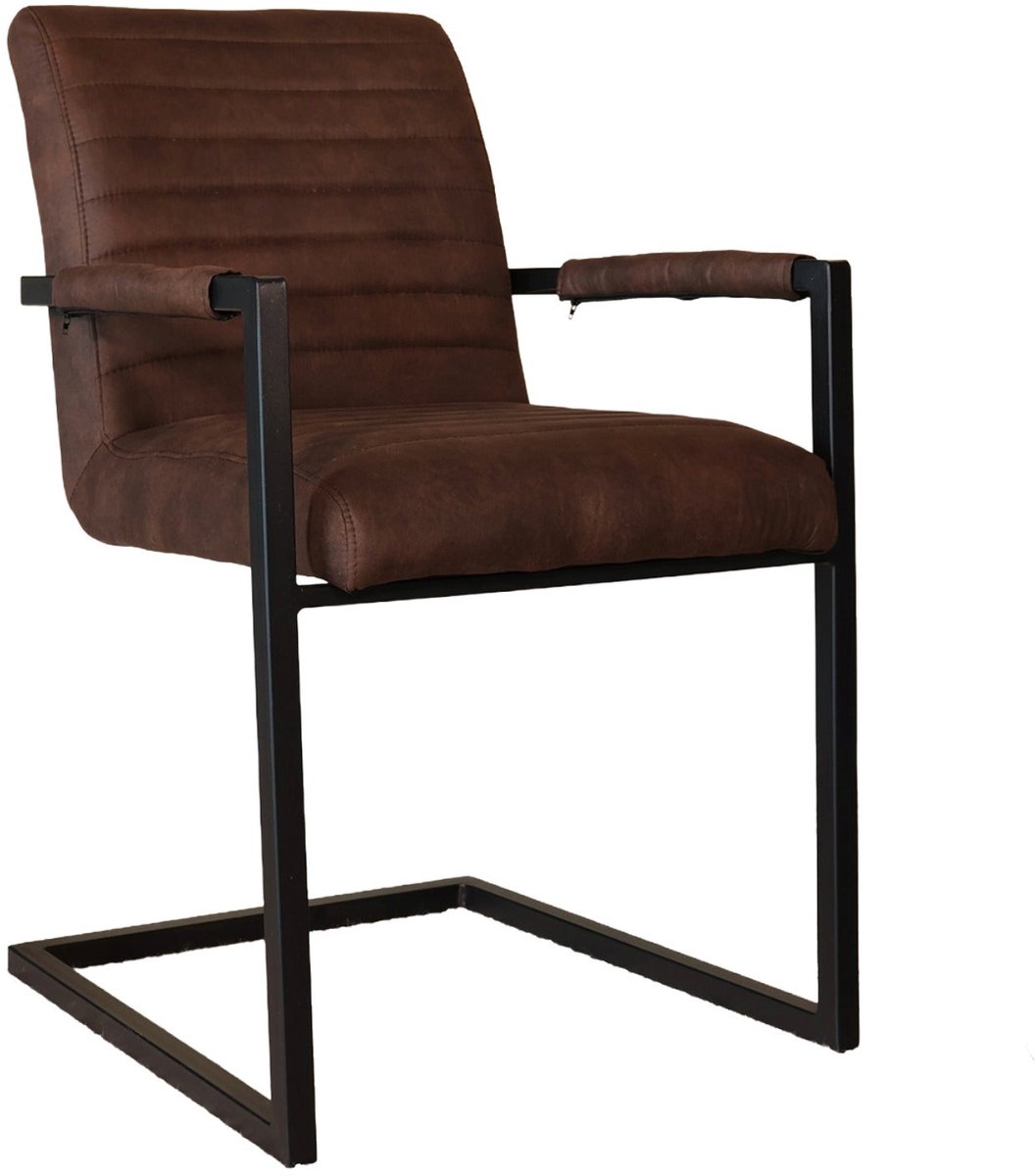 Eetkamerstoel met armleuning bruin Noor industrieel design eetstoel zetel