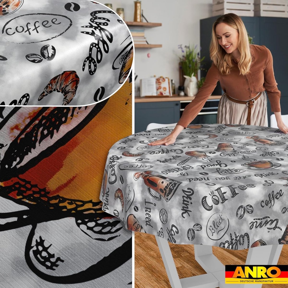 Ronde Tafelkleed van Oliedoek Waterafstotend Lotus Effect 120 cm