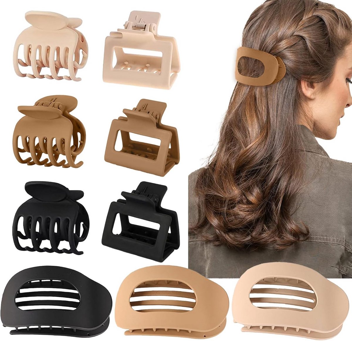 Grote en Kleine Haarclips Set voor Dik en Dun Haar - 9 Stuks