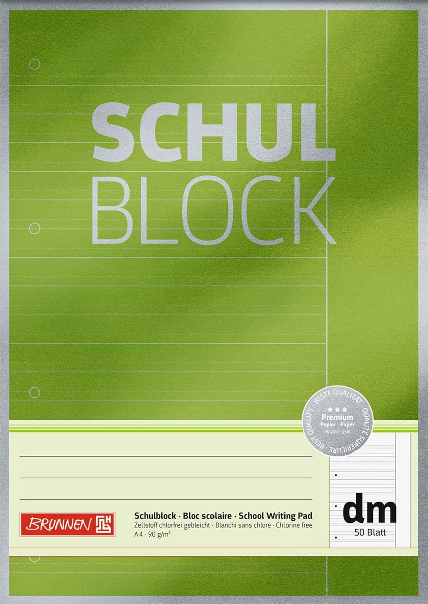 10x Schoolblok A4 Gelinieerd 50 Vel Premium Papier