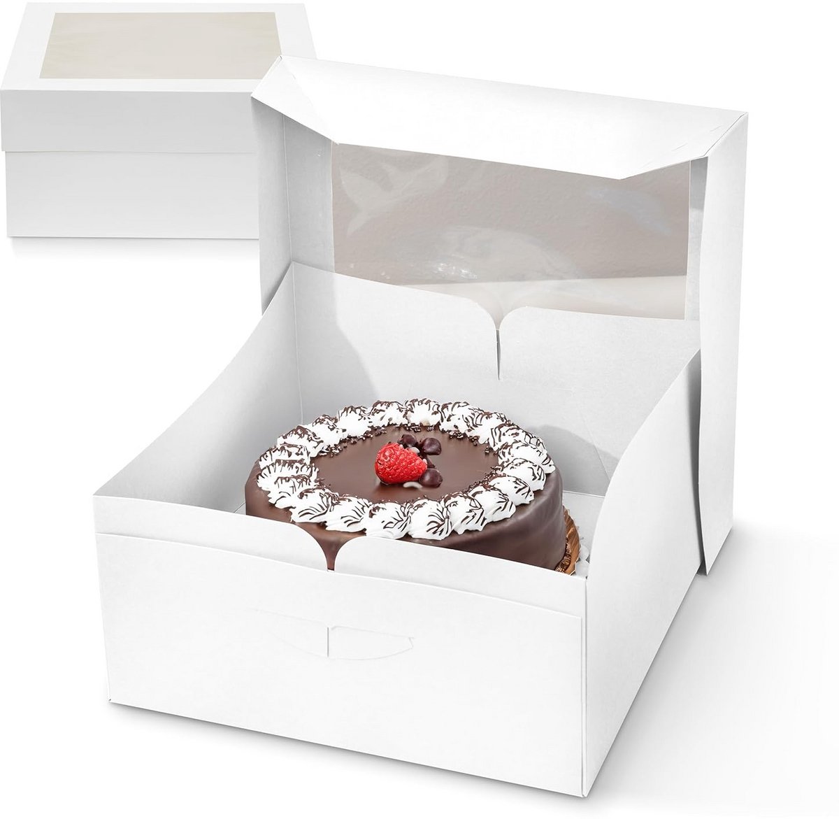 Witte Taartdozen met Venster 25 Stuks 30x30x15 cm voor Gebak en Desserts