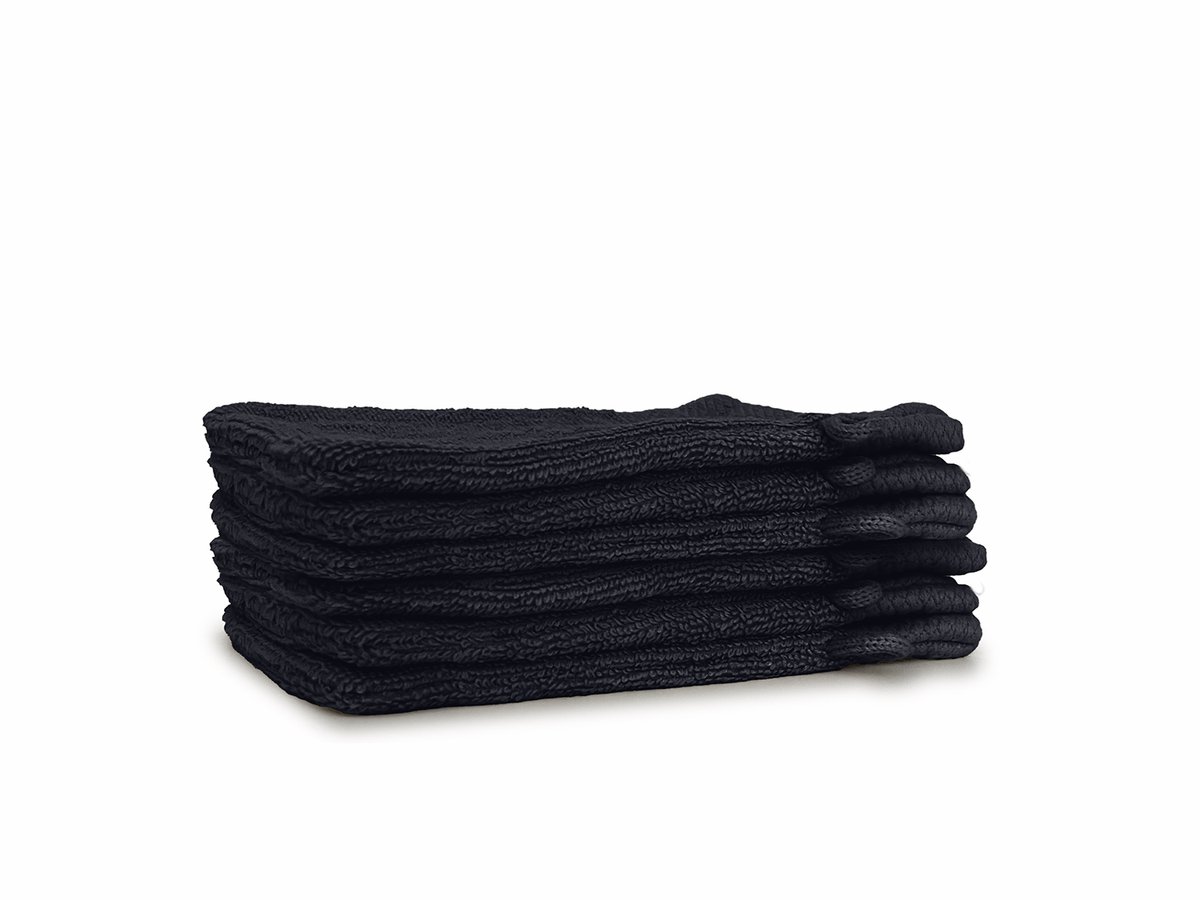 Eleganzzz Washandjes - Set van 6 - Washand 16x21cm - 420 gr/m2 - 100% Katoen - black