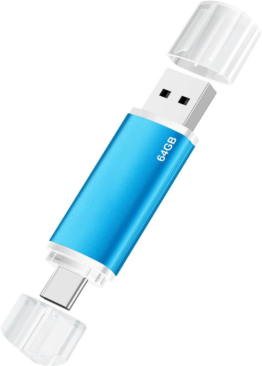 USB-C Stick 64GB OTG - Geschikt voor Telefoon, Tablet en Laptop - Blauw