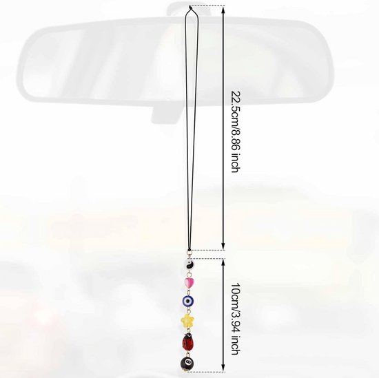 Auto Accessoires Hanger Boeket Oog Kralen Yin Yang Boho Decoratie voor Achteruitkijkspiegel — afbeelding 5