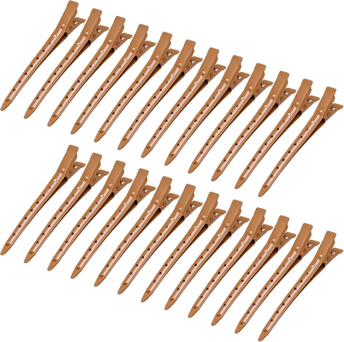 24 stuks Duck Bill Clips Bruin Metaal voor Haarstyling en Kleuren