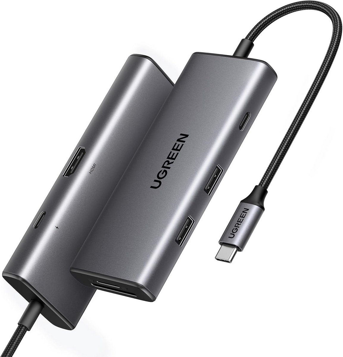 USB-C Hub 10-in-1 met 4K HDMI, Dual USB 3.2 Gigabit Ethernet Adapter Grijs