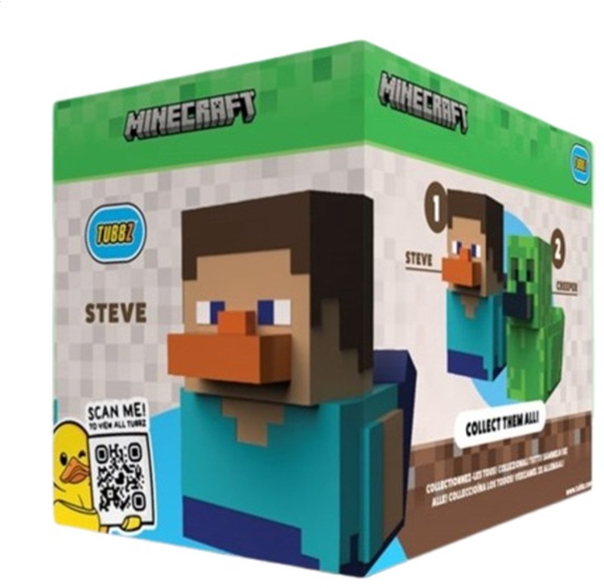 TUBBZ Mini Minecraft Steve Cosplayende Rubberen Eend Vinylfiguur - 5 cm groot - Badeend