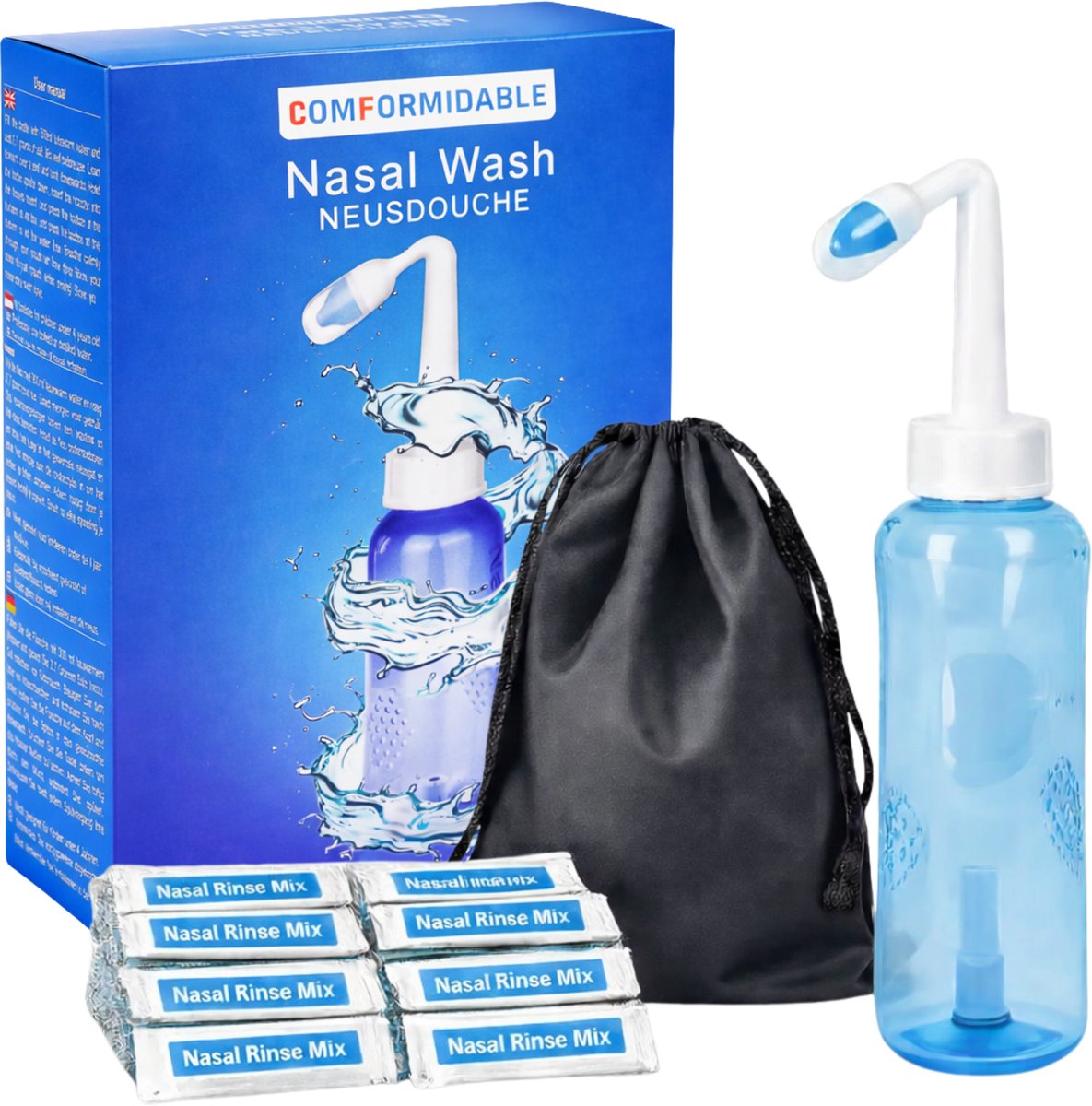 Comformidable neusdouche met 90 zakjes nasaal spoelzout