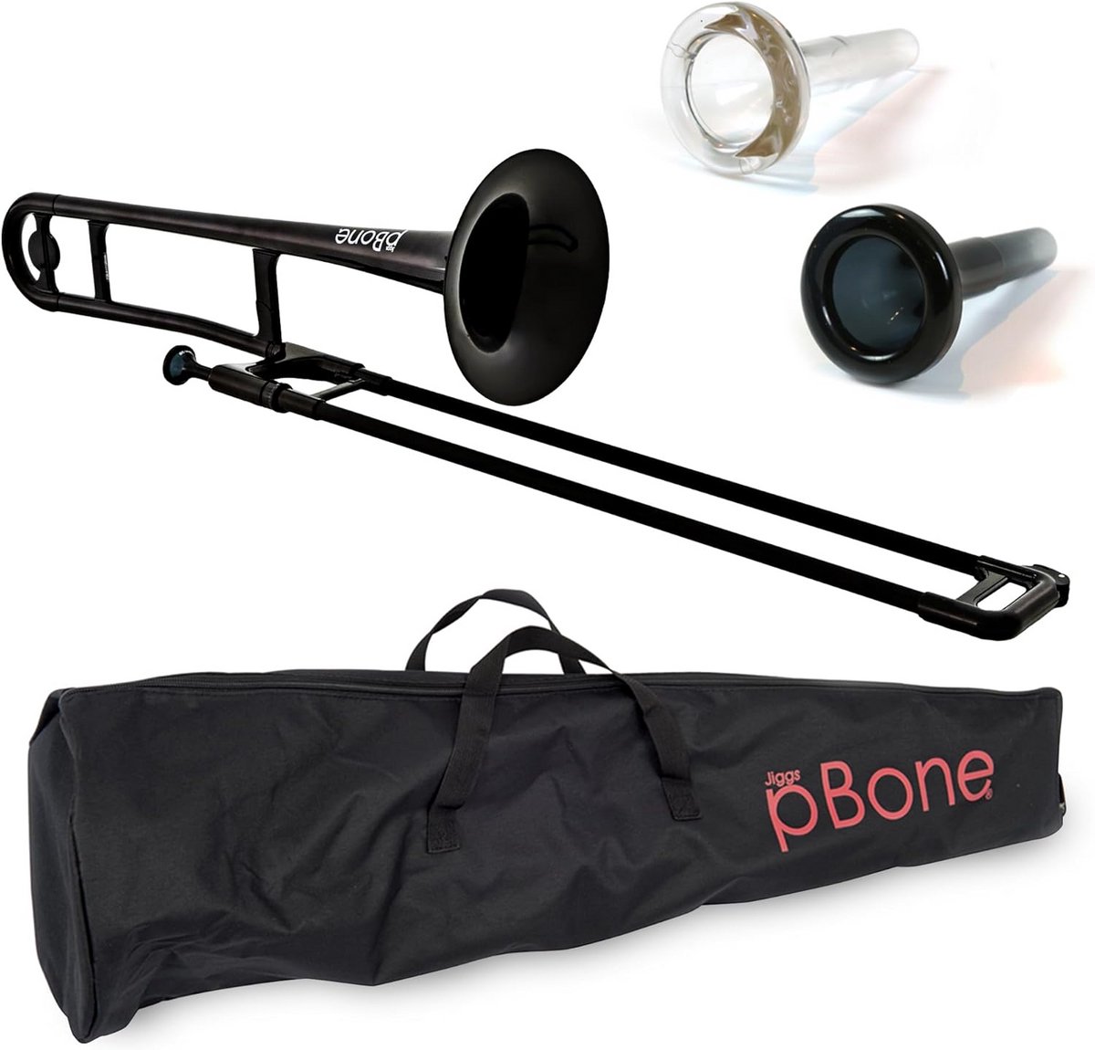 Kunststof Trombone Zwart met Tas en Mondstuk
