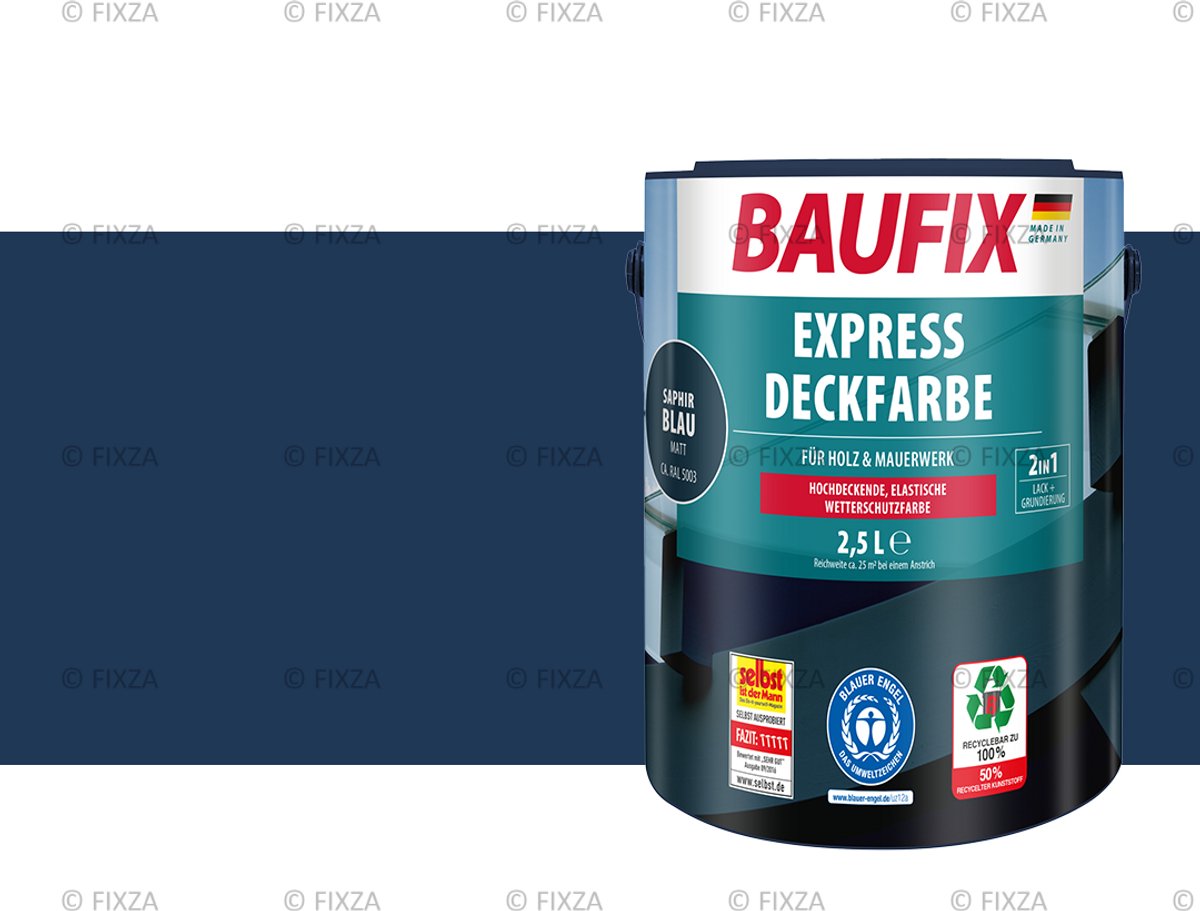 BAUFIX Express Universele Lakverf – Saffierblauw – Mat – Hout, Steen & Beton – Sneldrogend en Weerbestendig – 2,5L