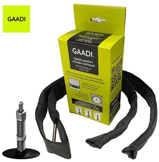 Gaadi binnenband voor fietsen van 16-29 inch, met ventiel en verpakking.