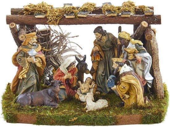 Traditionele Kerststal met 9 Figuren en Stal