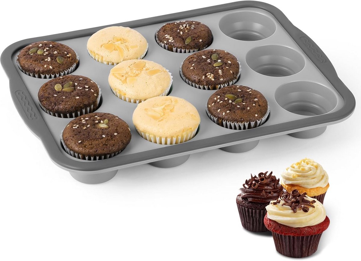 Flexibele Siliconen Bakvorm voor 12 Muffins en Cupcakes