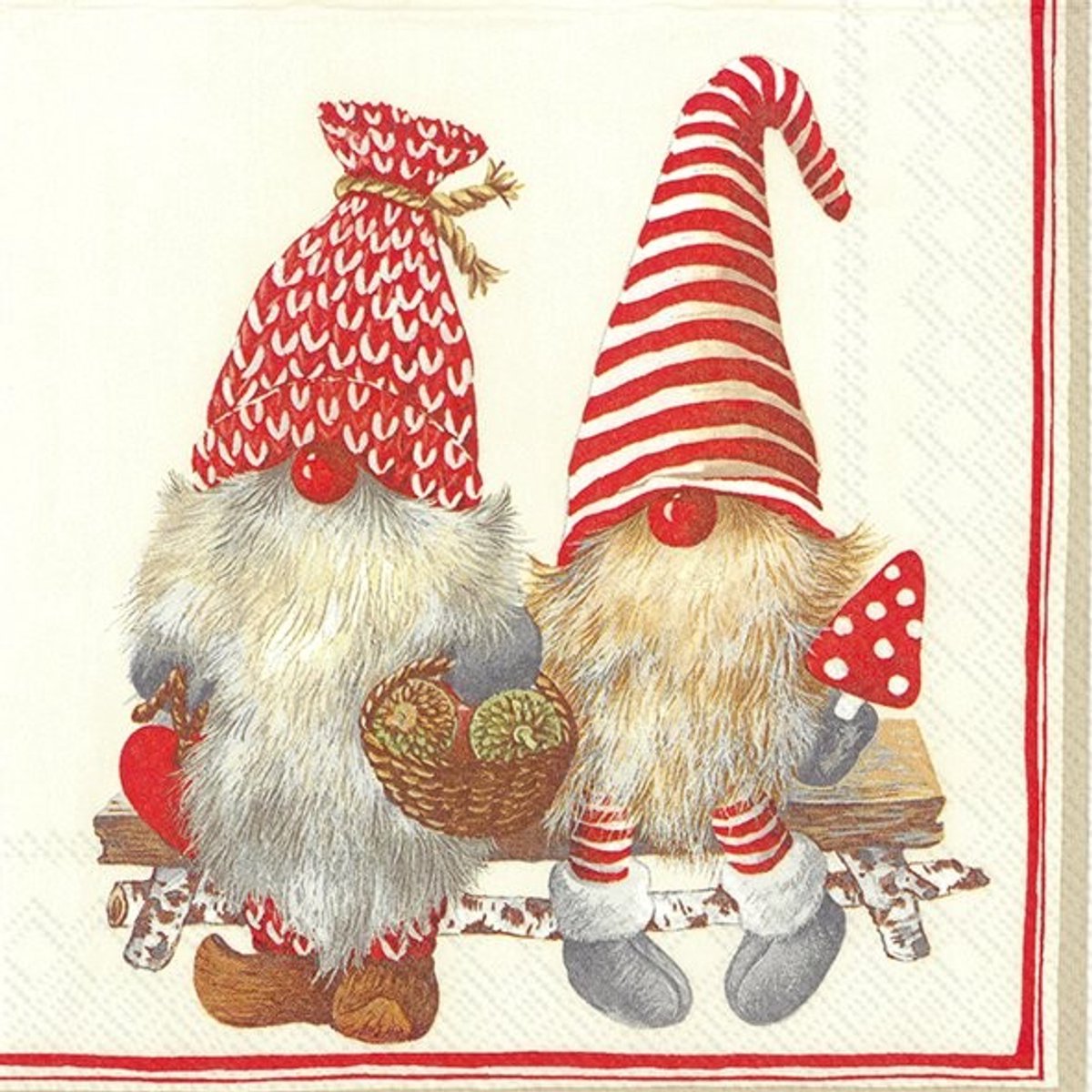 IHR - Lunch servetten - Friendly Tomte Red