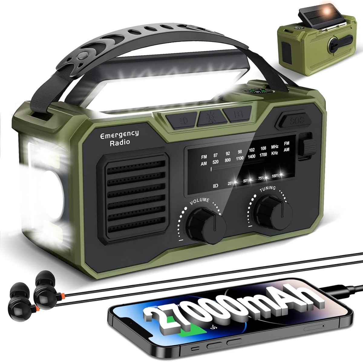 Noodradio - Noodpakket Oorlog - Draagbare Radio - Powerbank Zonneenergie - Transistor Radio - Back-up