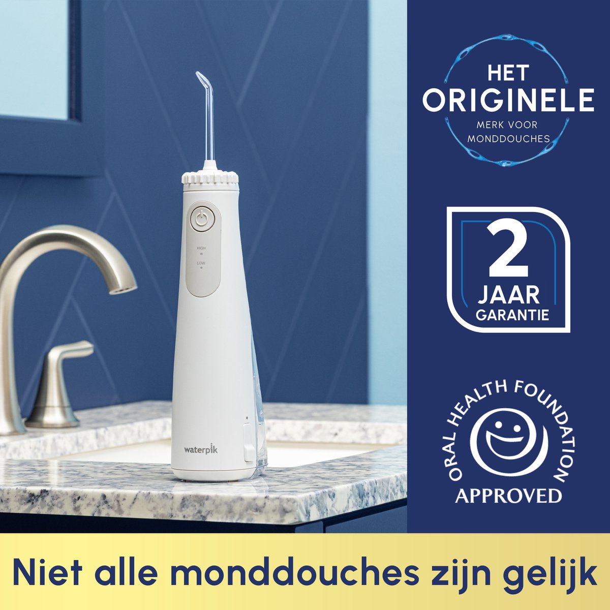 Waterpik Cordless Pearl draadloze elektrische waterflosser, oplaadbaar. Verwijdert tandplak, reinigt tussen tanden, waterdicht en ideaal voor reizen of kleine badkamers. Wit. thumbnail 3