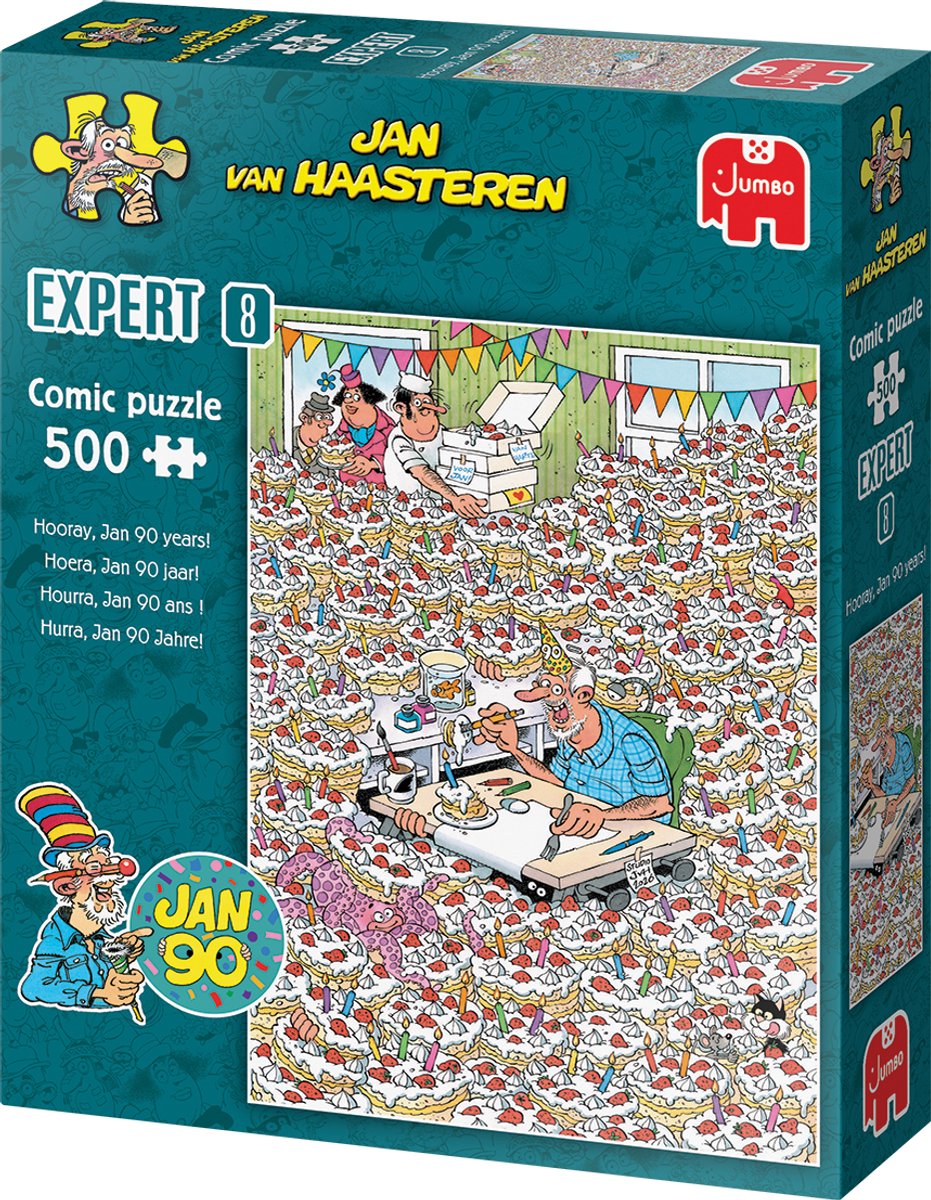 Jan van Haasteren Expert 8 - Jan 90! - 500 stukjes puzzel - Speciale puzzel voor Jan zijn verjaardag — afbeelding 4