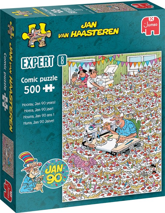 Jan van Haasteren Expert 8 - Jan 90! - 500 stukjes puzzel - Speciale puzzel voor Jan zijn verjaardag