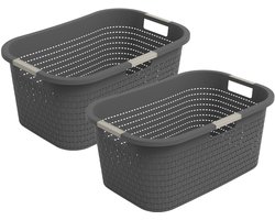 Rotho Country wasmand - set van 2 - 40 ltr - antraciet