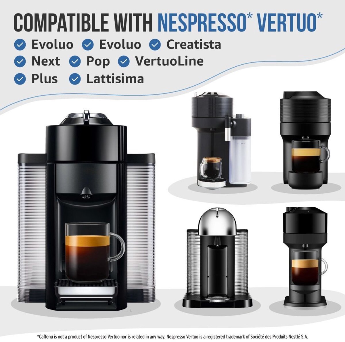 Caffenu Onderhoudsset Koffiemachine Reiniger & Ontkalker voor Nespresso Vertuo - Ontkalker 200 ml (2 Doseringen) + 6 Reinigingscups - Ontkalkingsset - Zorgt voor Warmere Koffie, Betere Smaak en Langere Levensduur Koffiezetapparaat thumbnail 7