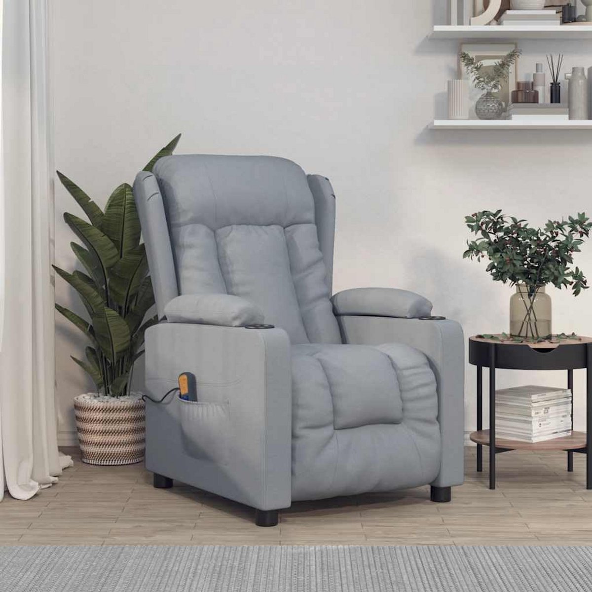 Comfortabele Stof Massagefauteuil Lichtgrijs - Ergonomische Relaxstoel