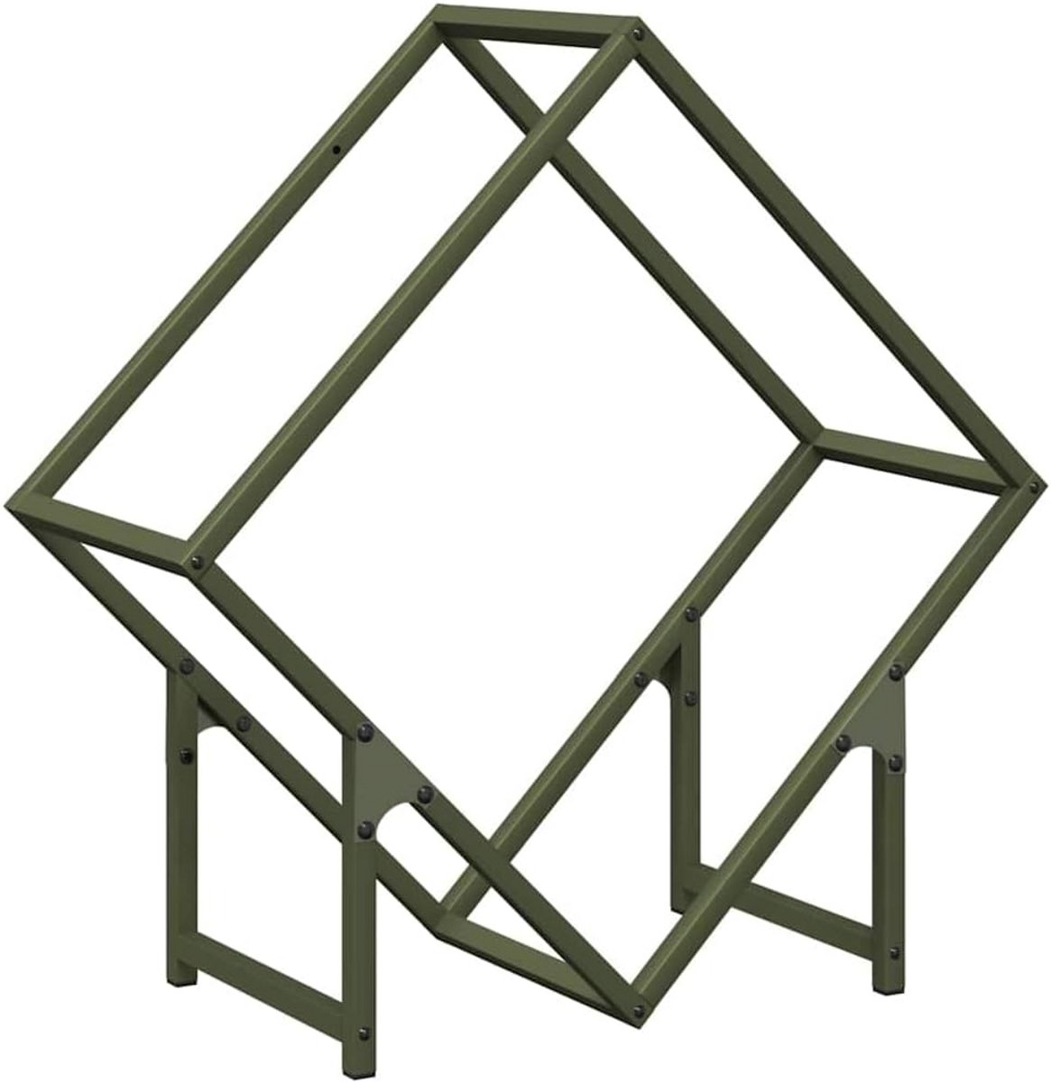 Houtopslagrek voor Brandhout 60x25x60 cm Gepoedercoat Staal Olijfgroen