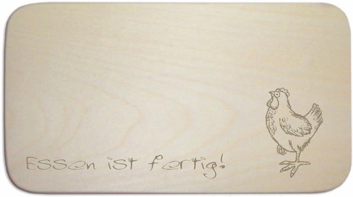 Houten Ontbijtplank met Kippen Gravure - Serveer- en Snijplank van Beukenhout