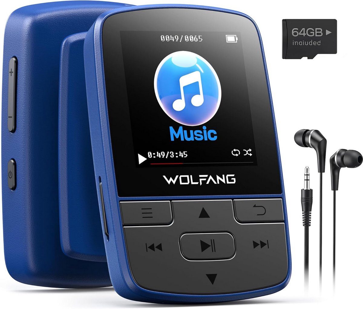 Draagbare MP3 Speler met Clip 64GB Bluetooth 5.3 FM Radio Voice Recorder HiFi