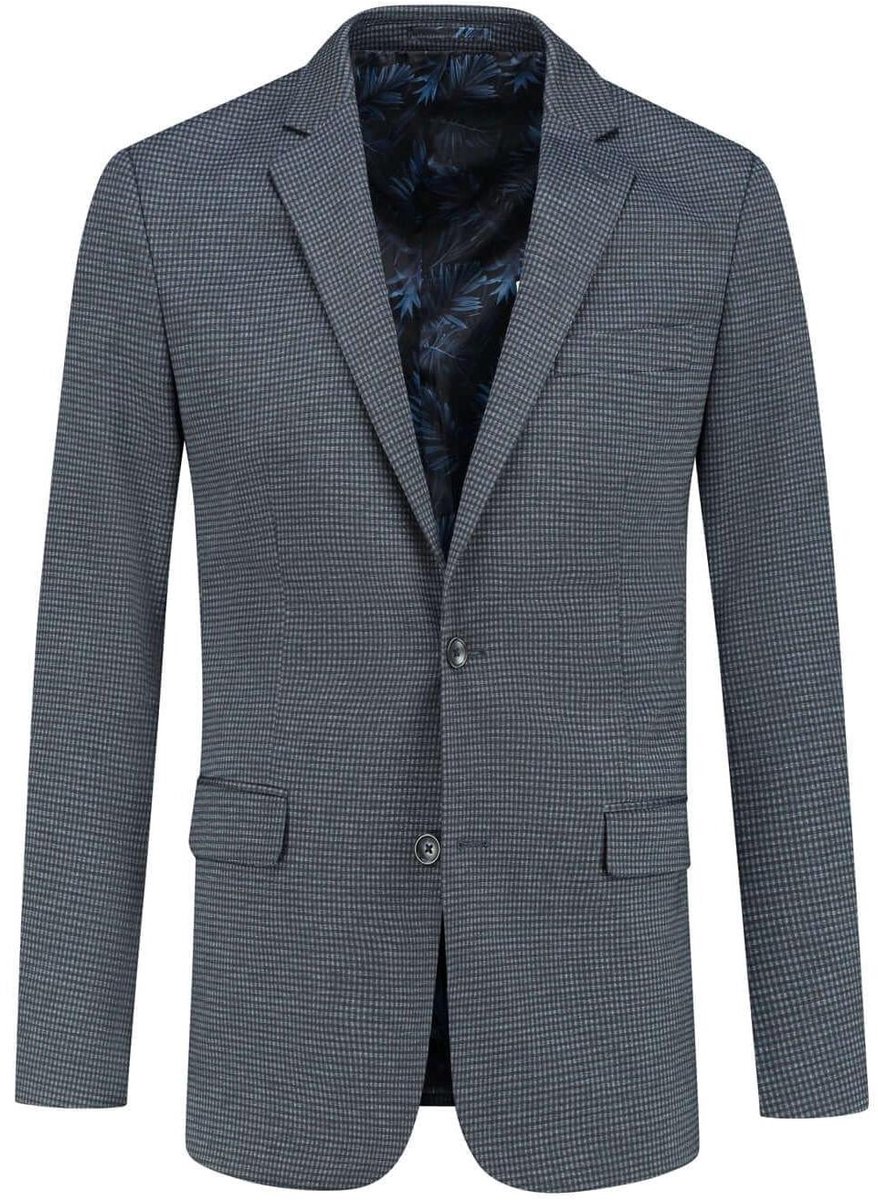 GENTS - Colbert / blazer heren miniruit - Polyblend - Blauw-Grijs - Maat 48/L