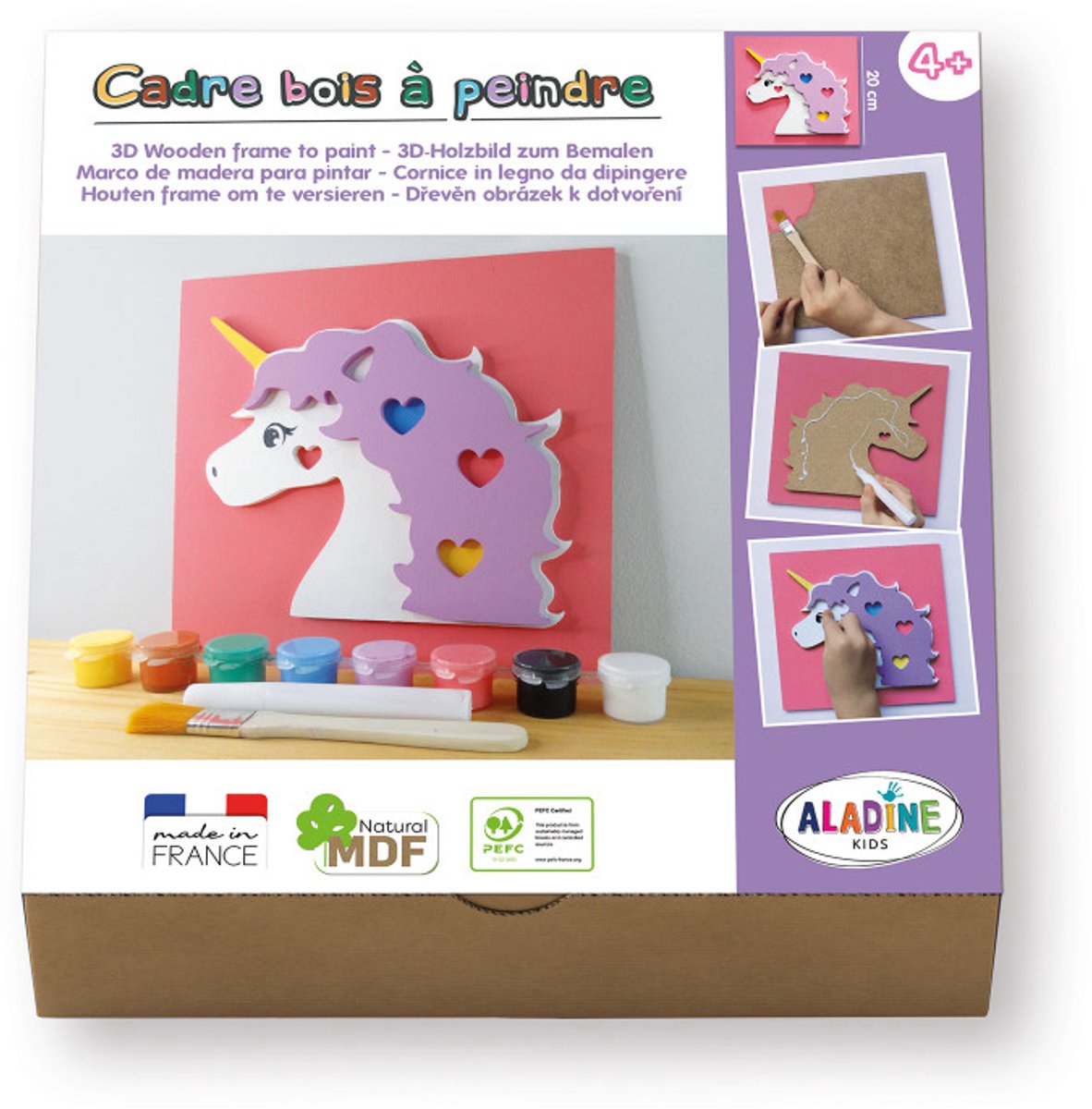 Aladine 3D schilderij knutselset eenhoorn - creatief speelgoed MDF.