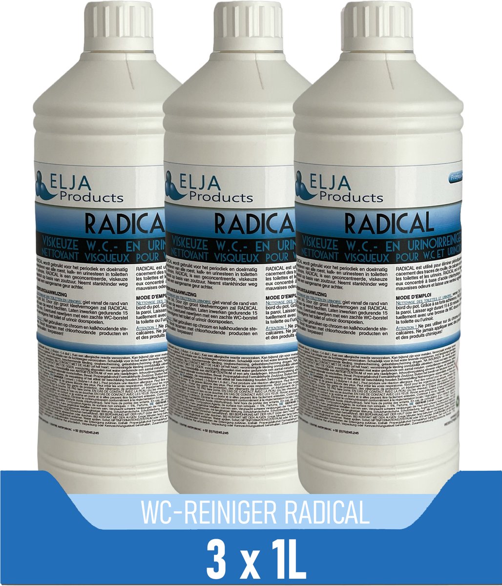 Voordeelverpakking | Krachtige Viskeuze wc-reiniger | 3x1L | Radical | | Toiletreiniger