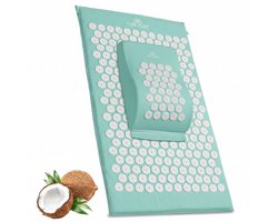 PureRelief Acupressuur Spijkermat – Inclusief Hoofdkussen & Draagtas - 7500 Drukpunten voor Ontspanning & Pijnverlichting - Eco-Friendly & Duurzaam - Turquoise